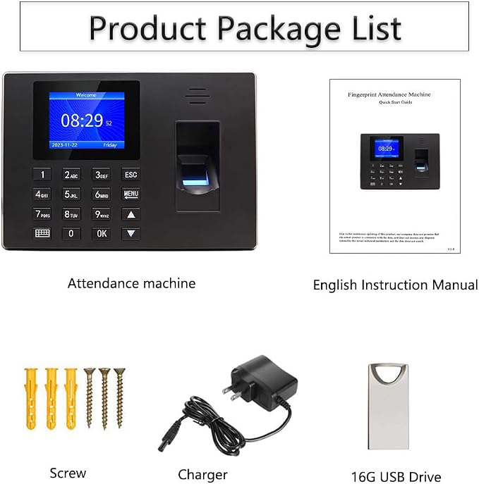 MIKONIYA Time Clock, Attendance Machine with Fingerprint, Time Clocks - Image 8