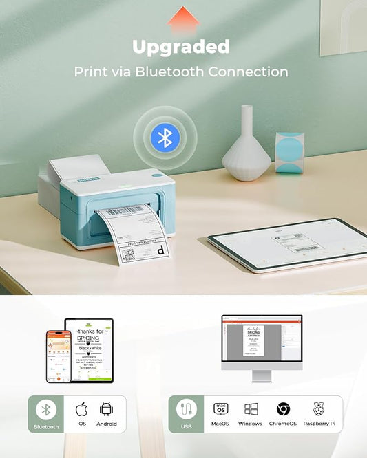 MUNBYN Bluetooth Thermal Label Printer 941BP, Wireless 300DPI 4x6 Shipping - Image 2