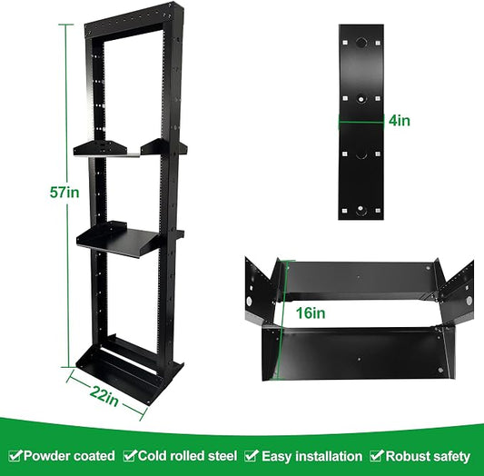 2 Post 29U Open Frame Server Rack 2-Post Server Rack Network Rack, Comes - Image 2