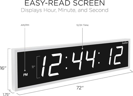 Ivation Huge Oversized 72" Large Digital LED Clock | Big Digital Clock - Image 2