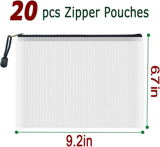 AUSTARK 20 Pcs Zipper File Bags, Plastic Mesh Pouch, Board Game Storage Bag - Image 2