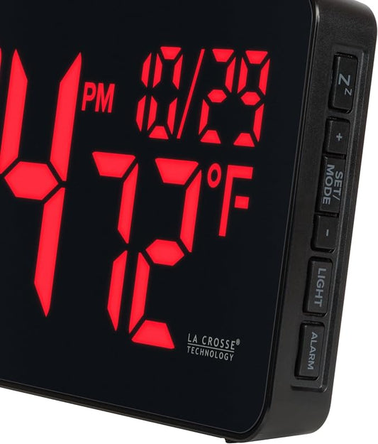 La Crosse Technology 513-1411R Red Digital LED Wall Clock - Image 2