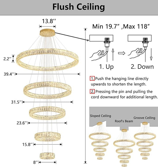 HAIXIANG 5-Rings Modern Chandelier - Image 2