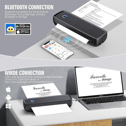 Portable Inkless Printer, Wireless Bluetooth Thermal Printer - Image 2