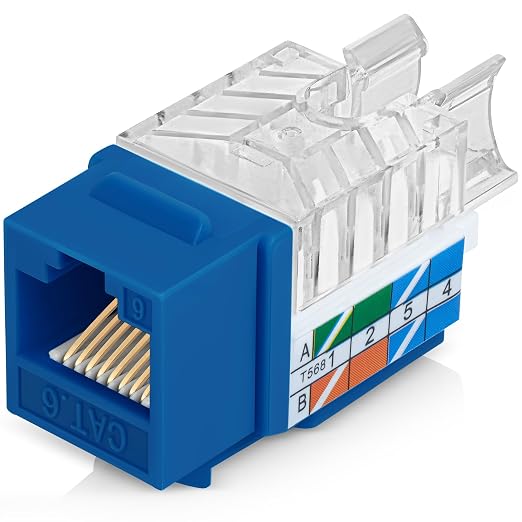 Everest 45° Angled RJ45 Cat6A Keystone Jacks 100-Pack in Blue - Image 8