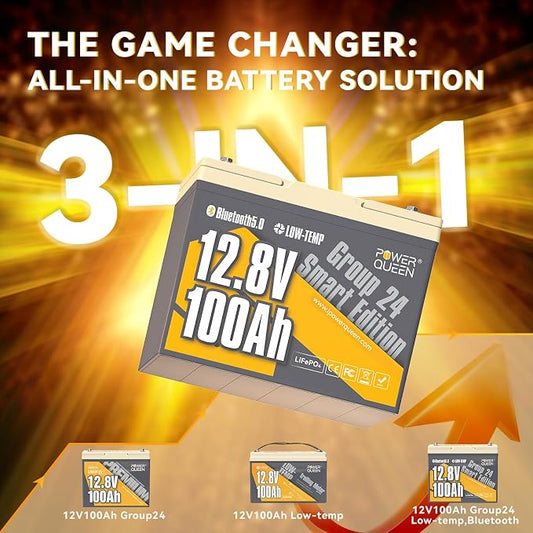 Power Queen Bluetooth 12V 100Ah LiFePO4 Battery, Group 24 Deep Cycle Battery - Image 2