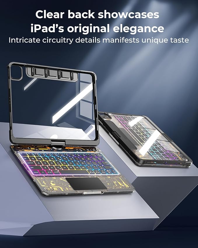 SIBEITU Keyboard Case for iPad Pro 13 Inch M5 2025 / M4 2024, 7-Color Backlight - Image 7