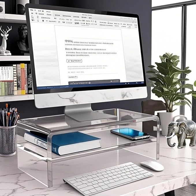 Acrylic Monitor Stand, 2 Tier Computer Monitor Stand Riser,20 inch Acrylic - Image 6