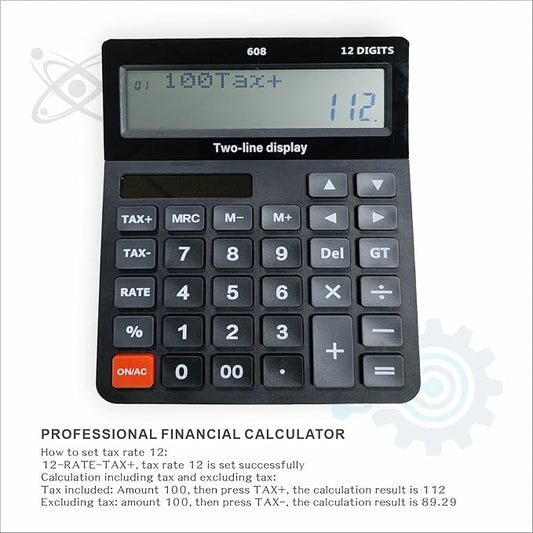 Battery and Solar Unique 120-Step Calculation Check Memory 12 Digit 2 Line - Image 2