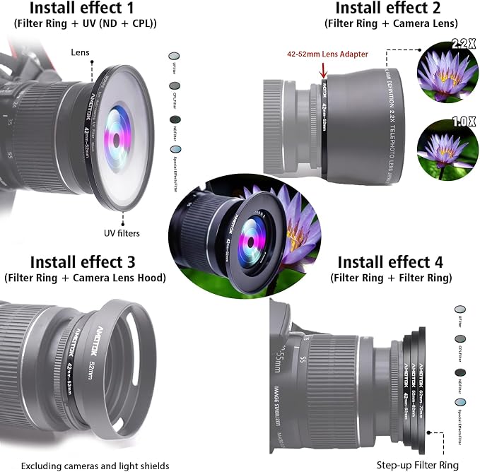 42mm Lens to 52mm Camera Lens Adapter, 42mm to 52mm Filter Step up Ring Adapter - Image 6