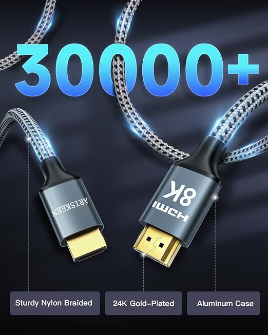ARISKEEN 8K HDMI Cable 7 FT, 48Gbps High Speed HDMI 2.1 Cable, 8K 60Hz - Image 7