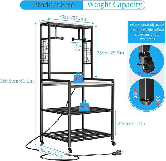 kepptory 3D Printer Stand with Power Outlet, Rolling Storage Cart w/Filament - Image 2