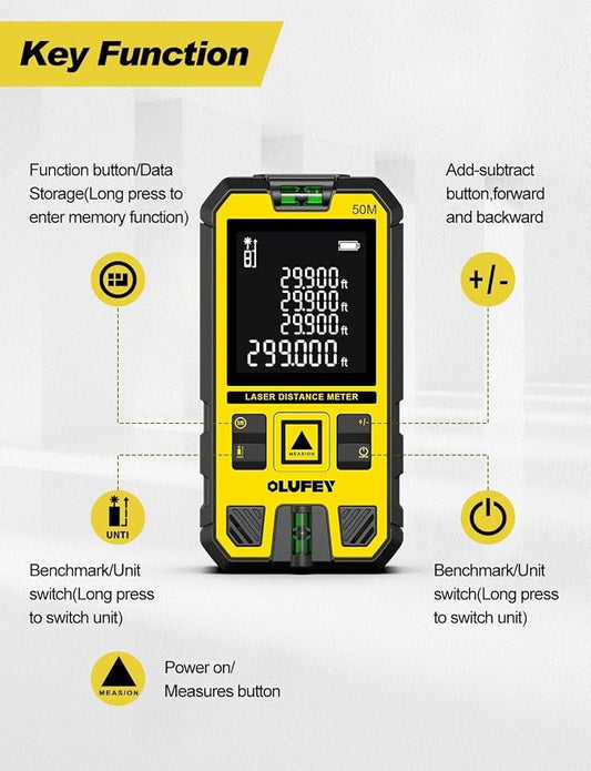 Laser Measure, Laser Distance Meter Device IP54 Portable Digital Measure Tool - Image 2