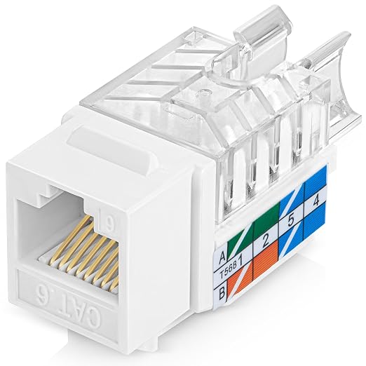 Everest 45° Angled RJ45 Cat6 Keystone Jacks 100-Pack in White - Image 9