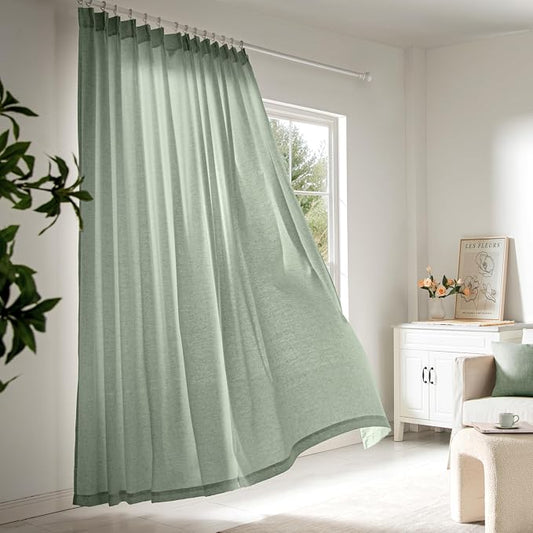 Memory Trained Pinch Pleated Curtains 120 Inches Long, Viral Linen Pinch Pleat - Image 2