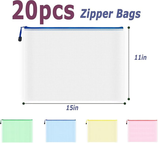 AUSTARK 20Pcs Board Games Storage Bags, PVC Mesh Zipper Pouches, Zippered File - Image 2