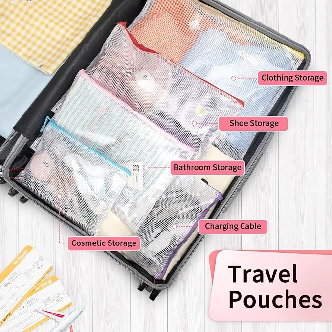 Umriox Mesh Zipper Pouch Bags, Large Storage Bags, Zipper Bags - Image 7