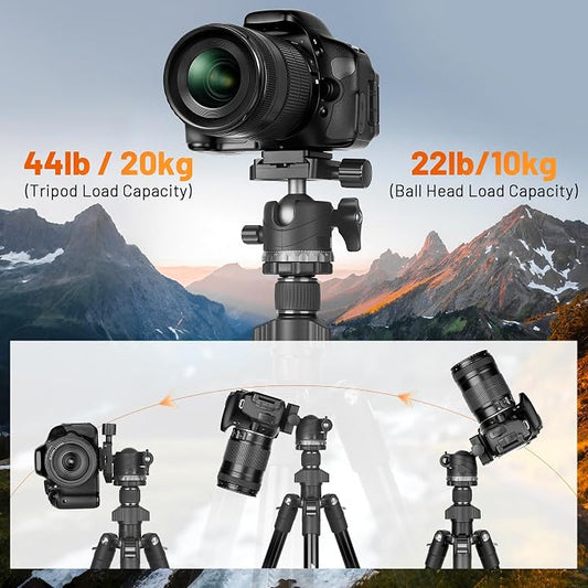 JOILCAN 66" Camera Tripod, Lightweight Travel Tripod - Image 2