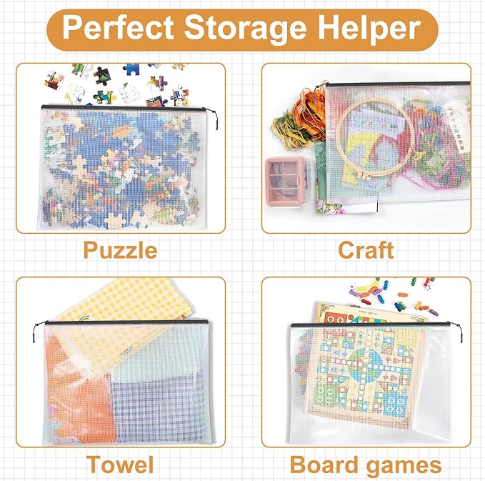 12pcs Mesh Zipper Pouch Puzzle Storage Bags A3 17x12 Inches Large File Bags - Image 6