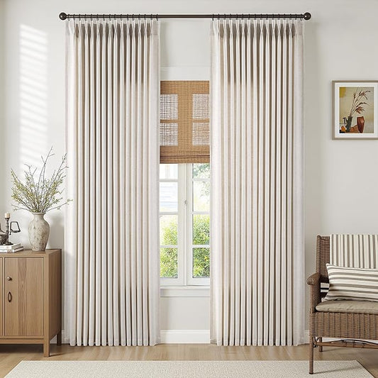 Memory Trained Pinch Pleated Curtains 100 Inches Long, Viral Linen Pinch Pleat - Image 2