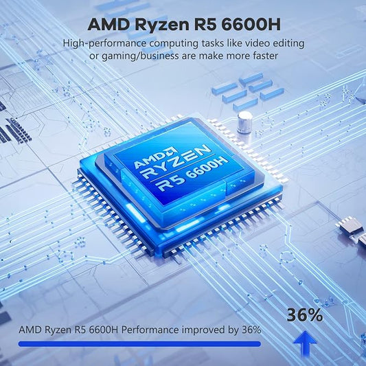 NIMO 15.6" IPS FHD-Gaming-Laptop, AMD Ryzen 5 6600H 6-Cores 660M GPU 16GB DDR5 - Image 2
