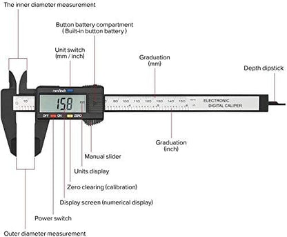 Digital Calipers, Electronic Digital Calipers, YKLSXKC LCD Screen displays - Image 8
