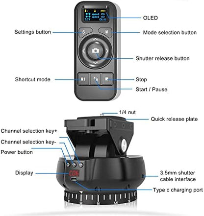 2.4G Electronic Camera Tripod Head, Motorized Panoramic Tripod Head + 360° - Image 6
