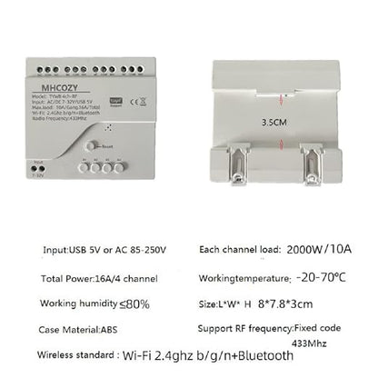 4 Channel Smart WiFi RF Bluetooth Wireless Dry Contact Relay Switch Module - Image 4