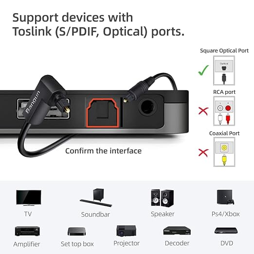 90 Degree Optical Audio Cable 12ft, Slim Digital Audio Optical Cable, SPDIF - Image 5
