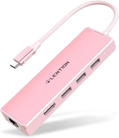 LENTION USB C Hub with 1000Mbps Ethernet Adapter, 4K HDMI, 3 USB 3.0 Port by LENTION