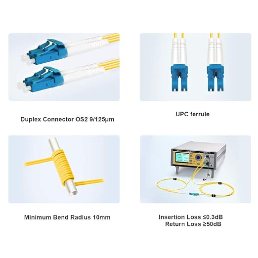 FLYPROFiber- 3M/10ft OS2 LC to LC Fiber Patch Cable, Length Options: 0.2m-300m - Image 2