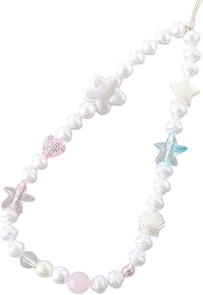 Beaded Phone Charm Lanyard Strap Girly Style Fixed Beads Pearl Lanyards by Staqlo
