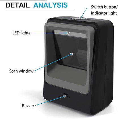 Handsfree 2D 1D Barcode Scanner, Alacrity QR Omnidirectional Desktop Bar Code - Image 6