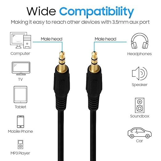 Cmple - 3.5mm Aux Male to Male Stereo Audio Cable Auxiliary Headphones Cord MP3 - Image 9