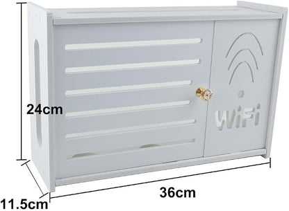 White Plastic Router Storage Box, Wall Mount Cable Organizer - Image 2