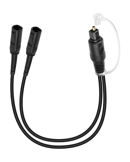Digital Optical Audio Splitter 1 in 2 Out, Toslink Fiber Optic 1 Male to 2 by RIIEYOCA