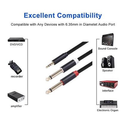 3.5mm to Dual 1/4 Adapter 1/8 to 6.35mm TS Mono Audio Cable Stereo Breakout - Image 4