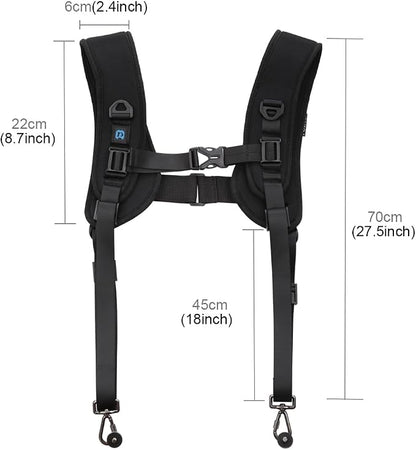 PULUZ Dual Camera Shoulder Harness Quick Release Double Camera Tether Strap - Image 3