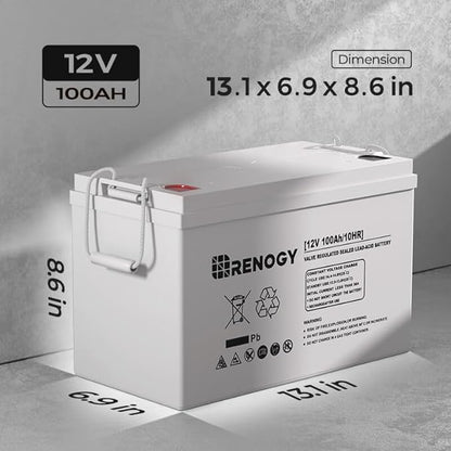 Renogy Deep Cycle AGM 12 Volt 100Ah Battery, 3% Self-Discharge Rate, 1100A Max - Image 2