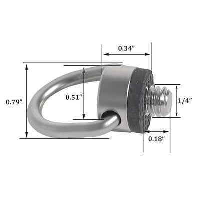 Stainless Steel D Ring Screw Hinged Holder Camera Fixing Screw 1/4"-20 Thread - Image 2