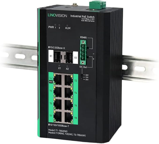 LINOVISION Industrial 8 Ports Gigabit Managed PoE Switch by LINOVISION%C2%AE