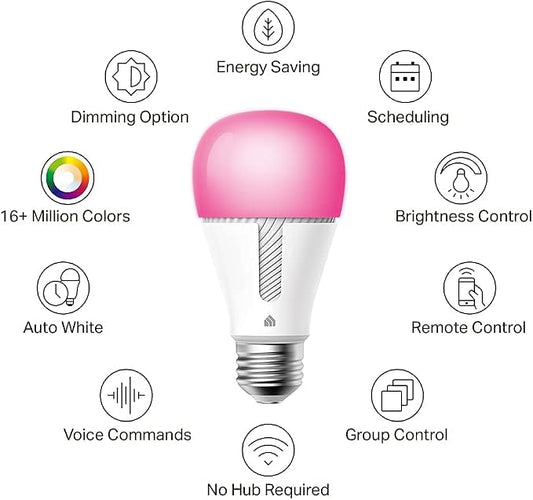 Kasa Smart Bulb, 1000 Lumens Full Color Changing Dimmable Smart WiFi Light Bulb - Image 2