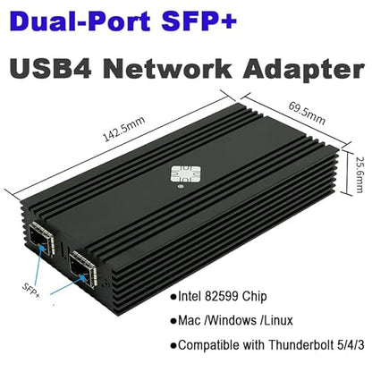 USB 4.0 Type-C 10G to Dual Fiber SFP+ Port Network Adapter - Image 5