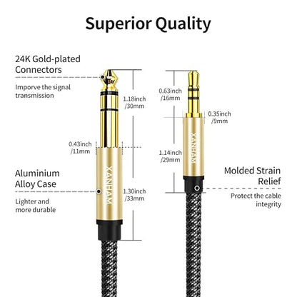 3.5mm to 1/4 Stereo Audio Cable 3.3 Feet /1M, 1/8" to 6.35mm 1/4" TRS Male Aux - Image 3