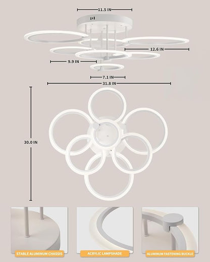 Smart LED Ceiling Light, 7-Ring Modern Flush Mount Fixture, 130W Dimmable - Image 5