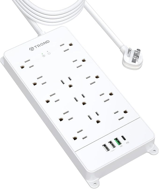 TROND Surge Protector Power Strip 15 ft, Flat Plug Extension Cord, 13 Wide by TRONDOfficial