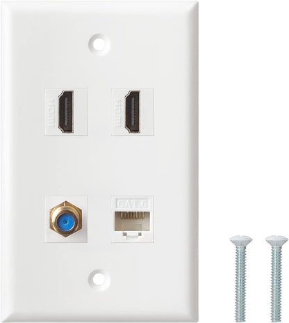 HDMI Coax Ethernet Wall Plate, 2 Port 4K HDMI Keystone, 1 Port Coax Keystone by BNPUHIU