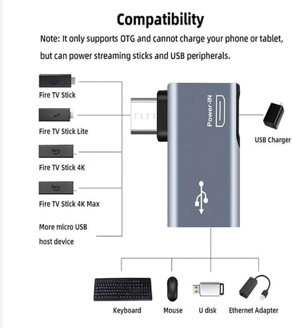 Powered Right Angle USB 2.0 Micro Male to USB Female Host OTG Adapter - Image 5