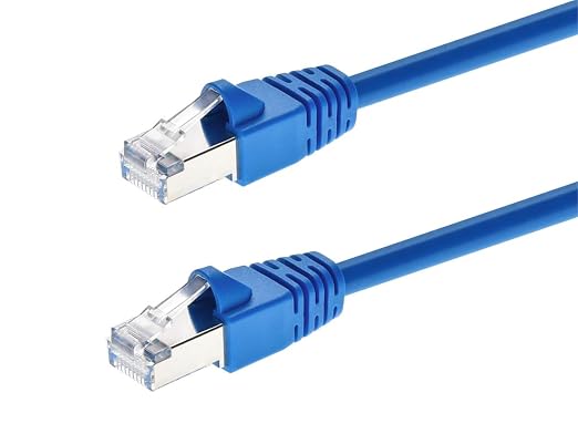 Monoprice Cat6A 14ft Blue Patch Cable Double Shielded 26AWG 10G Pure Bare by Monoprice