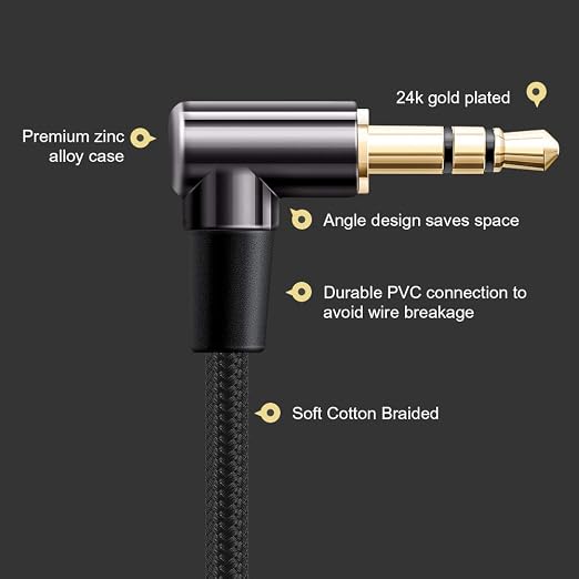 CableCreation 3.5mm Audio Cable 3FT/0.9M, 3.5mm Right Angle Male to Male - Image 2